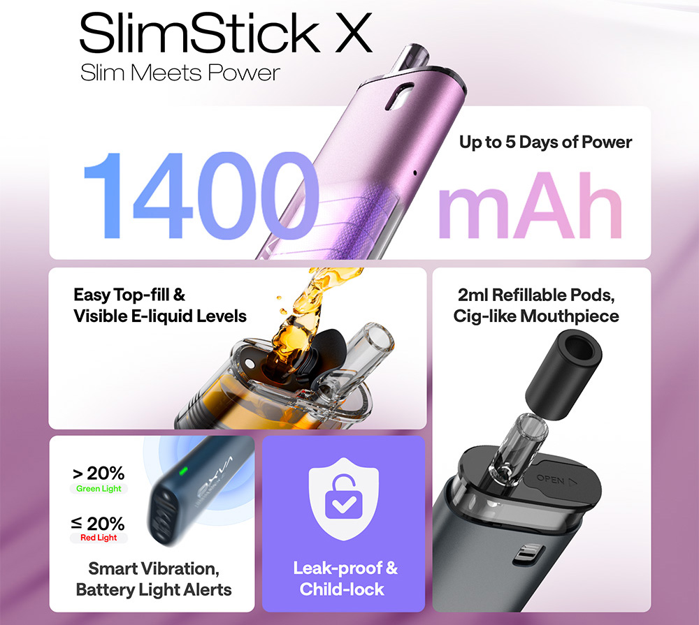 OXVA SLIMSTICK X charakteristické vlastnosti a výhody prístroja